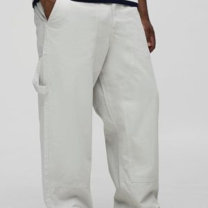 Plus Washed Relaxed Fit Carpenter Panel Pants