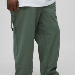 Plus Washed Relaxed Fit Carpenter Panel Pants