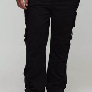 Plus Washed Multi Pocket Slim Flared Pants