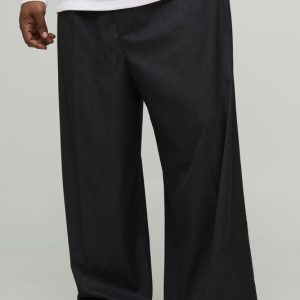 Plus Wide Leg Pleat Front Tailored Trouser