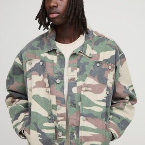 Camo Removable Carpenter Panel Regular Fit Denim Jacket