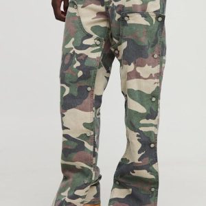 Camo Removable Carpenter Panel Extreme Stacked Straight Fit Jeans
