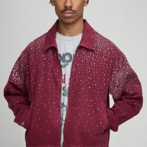 Boxy Rhinestone Denim Jacket