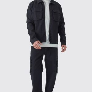 Regular Fit Twill Cargo Shirt Jacket & Pants