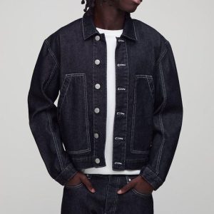 Boxy Fit Contrast Stitch Carpenter Denim Jacket