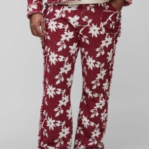 Plus Floral Tapestry Stacked Flared Pants
