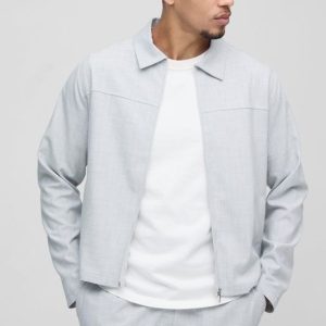 Regular Fit Stripe Harrington Jacket